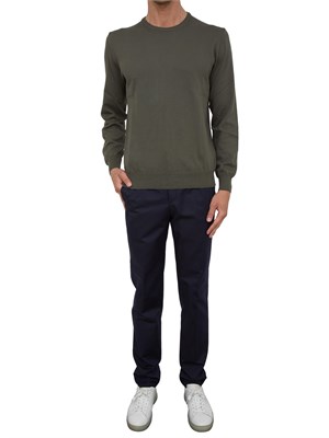 Maglia uomo Aiace Galassi con girocollo e manica lunga in jersey di cotone verde in UOMO