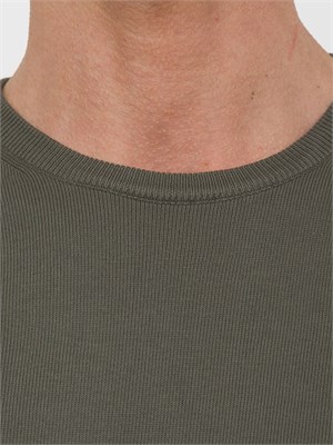 Maglia uomo Aiace Galassi con girocollo e manica lunga in jersey di cotone verde in UOMO