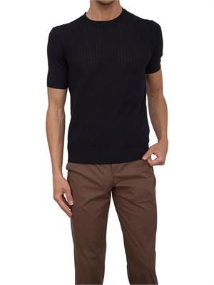Maglia girocollo maniche corte uomo Aiace Galassi in cotone blu con trama in UOMO