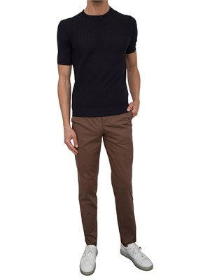 Maglia girocollo maniche corte uomo Aiace Galassi in cotone blu con trama in UOMO