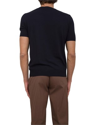 Maglia girocollo maniche corte uomo Aiace Galassi in cotone blu con trama in UOMO