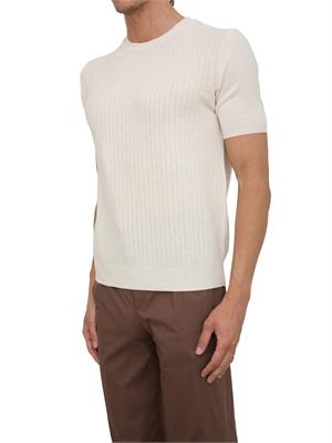Maglia girocollo maniche corte uomo Aiace Galassi in cotone avorio con trama in UOMO