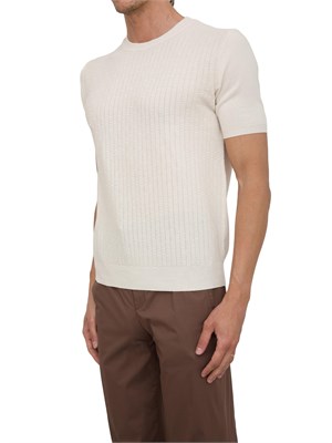 Maglia girocollo maniche corte uomo Aiace Galassi in cotone avorio con trama in UOMO