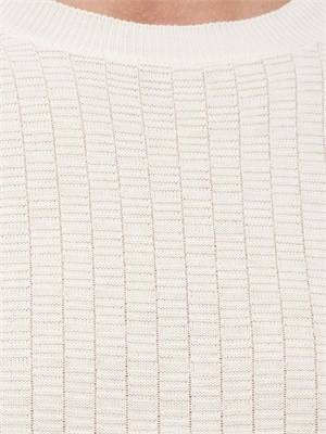 Maglia girocollo maniche corte uomo Aiace Galassi in cotone avorio con trama in UOMO