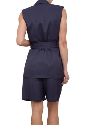 Gilet monopetto Nenette in misto lino blu in DONNA