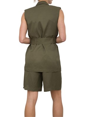 Gilet monopetto Nenette in misto lino verde in DONNA