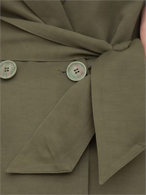 Gilet monopetto Nenette in misto lino verde in DONNA