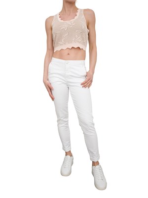Pantalone chino in cotone Fracomina bianco in DONNA