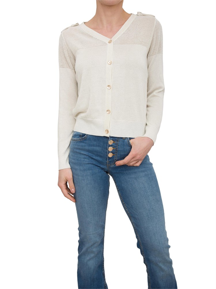 Cardigan regular Fracomina con lurex e con punto rete oro