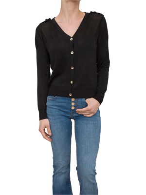 Cardigan regular Fracomina con lurex e con punto rete nero in DONNA
