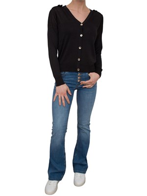 Cardigan regular Fracomina con lurex e con punto rete nero in DONNA