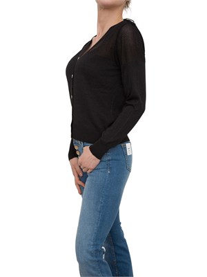Cardigan regular Fracomina con lurex e con punto rete nero in DONNA