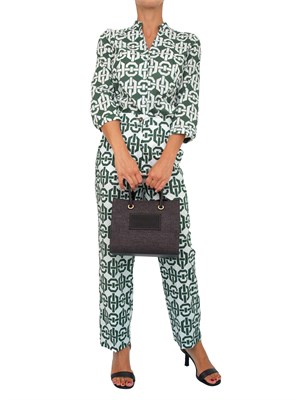 EMME MARELLA Camicia Marella collo coreana e stampa geometrica verde all over in DONNA