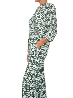 EMME MARELLA Camicia Marella collo coreana e stampa geometrica verde all over in DONNA
