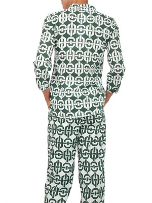 EMME MARELLA Camicia Marella collo coreana e stampa geometrica verde all over in DONNA