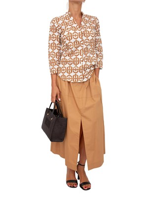 EMME MARELLA Camicia Marella collo coreana e stampa geometrica cammello all over in DONNA
