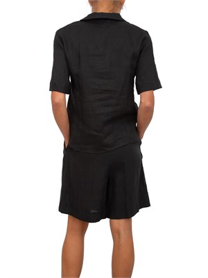 Camicia donna Emme Marella con scollo a V in lino nero in DONNA