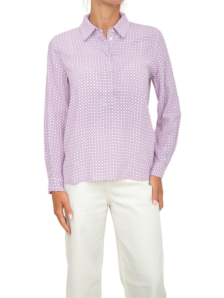 Camicia Emme Marella viola in viscosa con fantasia geometrica