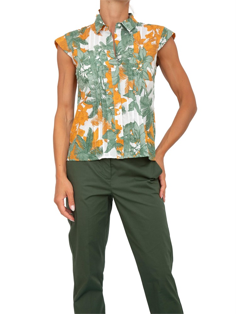 Camicia Emme Marella in popeline di cotone con stampa fantasia floreale