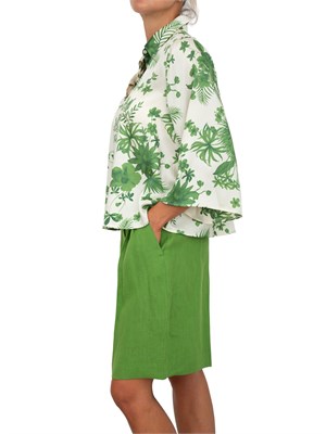 Camicia verde Emme Marella in twill tecnico con stampa fiori all over in DONNA