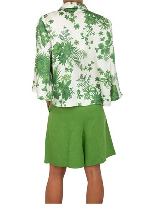 Camicia verde Emme Marella in twill tecnico con stampa fiori all over in DONNA