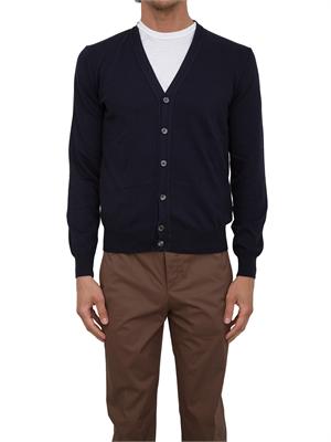 Cardigan uomo Aiace Galassi in maglia di cotone blu con bottoni tono su tono in UOMO