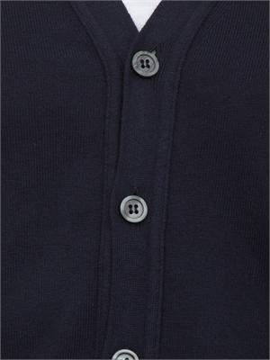 Cardigan uomo Aiace Galassi in maglia di cotone blu con bottoni tono su tono in UOMO