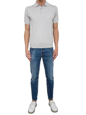 Jeans uomo PT Torino in ocean blue denim stretch con schiariture e baffi effetto grafico in UOMO
