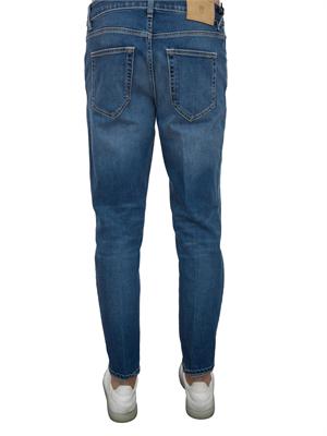 Jeans uomo PT Torino in ocean blue denim stretch con schiariture e baffi effetto grafico in UOMO