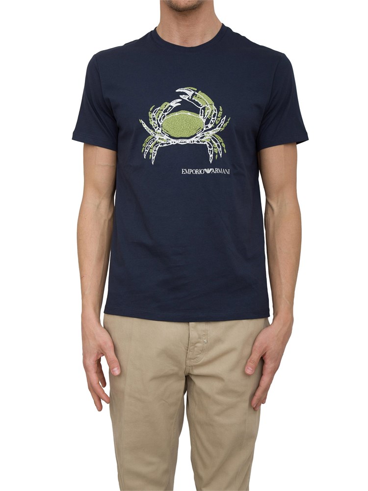 T-shirt blu Emporio Armani stampa granchio