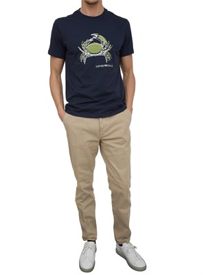 T-shirt blu Emporio Armani stampa granchio in UOMO