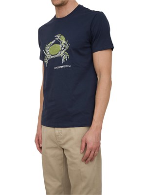 T-shirt blu Emporio Armani stampa granchio in UOMO