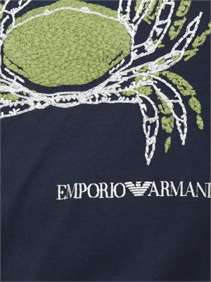 T-shirt blu Emporio Armani stampa granchio in UOMO