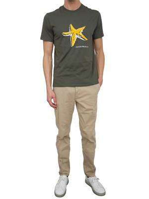 T-shirt beachwear Emporio Armani verde in jersey organico stampa logo in UOMO
