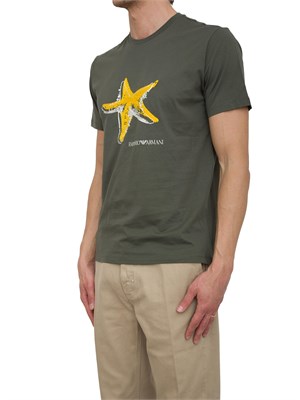 T-shirt beachwear Emporio Armani verde in jersey organico stampa logo in UOMO