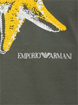 T-shirt beachwear Emporio Armani verde in jersey organico stampa logo in UOMO