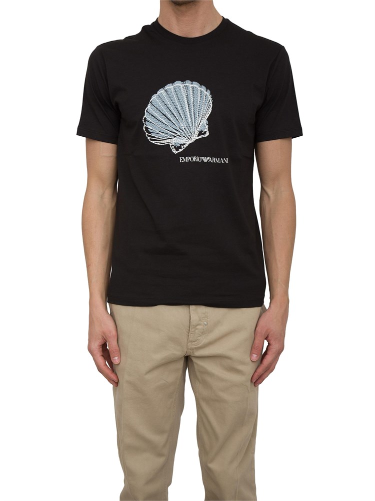 T-shirt nera Emporio Armani stampa conchiglia