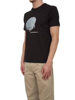 T-shirt nera Emporio Armani stampa conchiglia in UOMO
