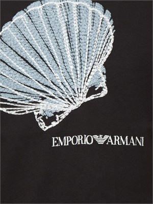T-shirt nera Emporio Armani stampa conchiglia in UOMO