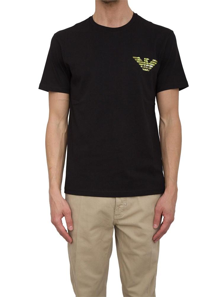 T-shirt nera Emporio Armani in cotone con stampa logo
