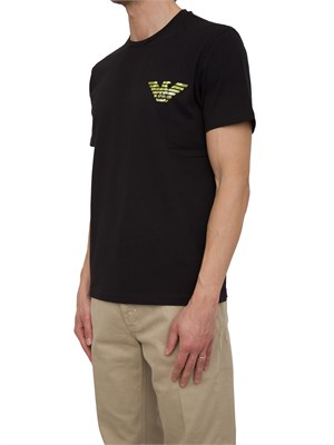 T-shirt nera Emporio Armani in cotone con stampa logo in UOMO