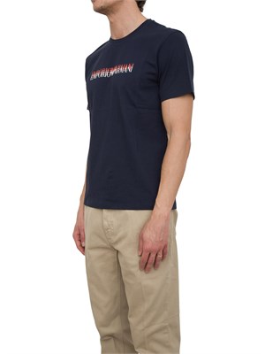 T-shirt blu Emporio Armani in cotone con stampa logo in UOMO