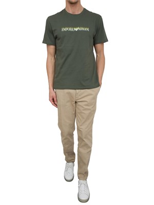 T-shirt verde Emporio Armani in cotone con stampa logo in UOMO