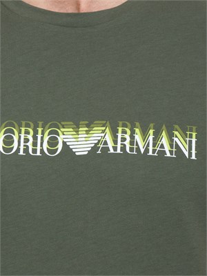 T-shirt verde Emporio Armani in cotone con stampa logo in UOMO