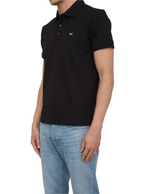 Polo nera Emporio Armani uomo con patch micro logo Aquila a contrasto in UOMO