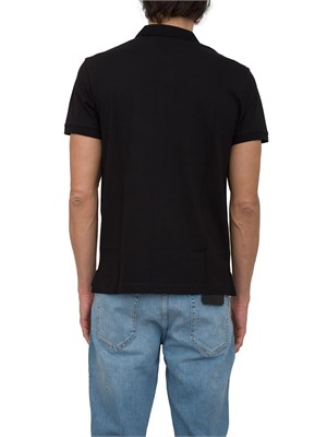 Polo nera Emporio Armani uomo con patch micro logo Aquila a contrasto in UOMO