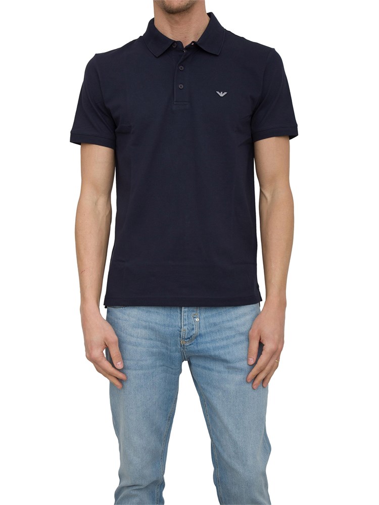Polo blu Emporio Armani con patch logo