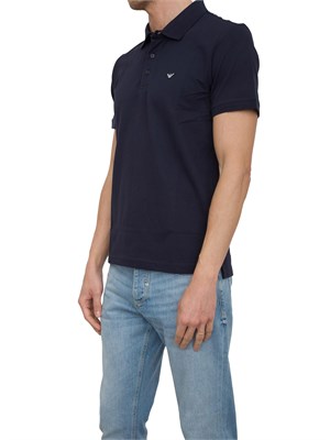 Polo blu Emporio Armani con patch logo in UOMO