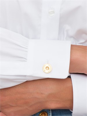 Camicia cropped Elisabetta Franchi in cotone bianco con taschino in DONNA