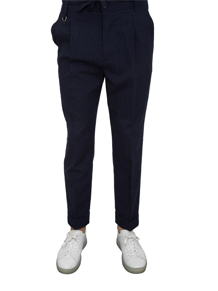 Pantalone chino blu Paolo Pecora con coulisse ed elastico in vita